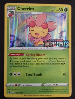 2021 POKEMON CHERRIM SWSH088 BATTLE STYLES PRERELEASE STAMP HOLO RARE LP - Image 1