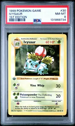1999 POKEMON BASE SET 1ST EDITION #30 IVYSAUR PSA 8 - Image 1