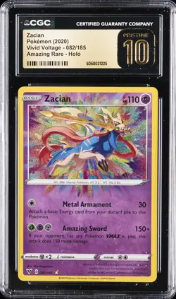 2020 POKEMON VIVID VOLTAGE AMAZING RARE HOLO #082 ZACIAN CGC 10 PRISTINE - Image 1