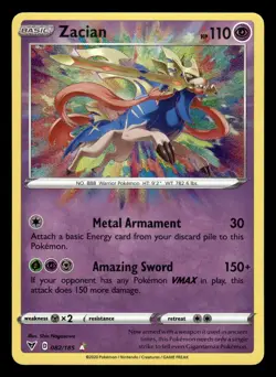 Zacian 082/185 Amazing Rare Vivid Voltage Pokemon Card - Image 1