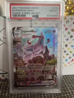 Pokemon TCG Espeon VMAX Alternate Art Secret 270/264 Fusion Strike Holo PSA 8 - Image 1
