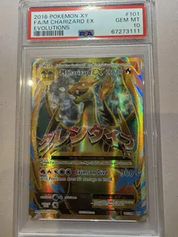 Pokemon TCG PSA 10 Mega Charizard EX Full Art Holo 101/108 XY Evolution GEM MINT - Image 1