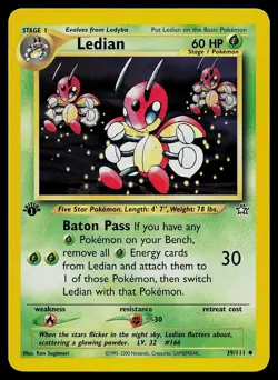 Pokemon Card Ledian 39/111 Neo Genesis 1st Edition - Image 1