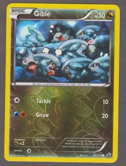 Pokemon Gible 94/113 Legendary Treasures Reverse Holo Common Dragon 2013 LP - Image 1