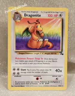 Dragonite Unlimited NM/MT Fossil Card 19/62 Rare WOTC Pokemon TCG Original - Image 1