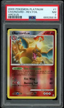 2009 Pokemon Platinum Arceus Charizard Reverse Holo #1 PSA 7 NM - Image 1