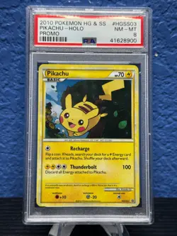 2010 PIKACHU #HGSS03 POKEMON HEARTGOLD & SOULSILVER PROMO WITH EAR SWIRL - PSA 8 - Image 1