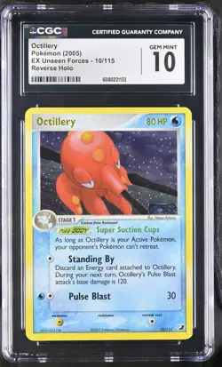 CGC 10 Octillery EX Unseen Forces 10/115 Reverse Holo Stamped Pokemon Card - Image 1