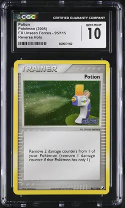 CGC 10 GEM MINT Potion EX Unseen Forces 95/115 Reverse Holo STAMPED Pokemon Card - Image 1