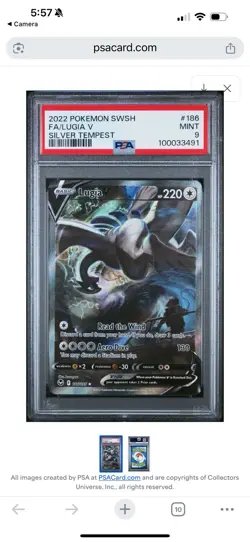 Pokemon TCG Lugia V 186/195 Silver Tempest Alt Art SWSH PSA 9 Mint - Image 3