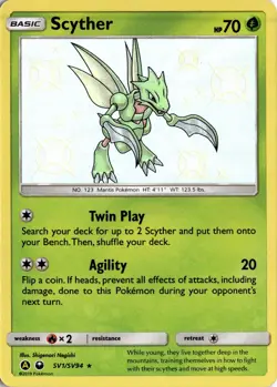 Scyther SV1/SV94 Pokemon Hidden Fates: Shiny Vault Shiny Holo Rare NM - Image 1