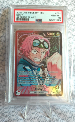 2025 One Piece English OP11 Koby (001) Leader Alternate Art PSA 10 GEM MINT - Image 1