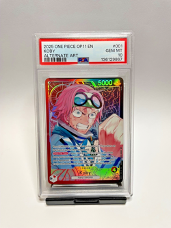 One Piece English Koby OP11-001 A Fist of Divine Speed Alt Art PSA 10 Gem Mint - Image 1