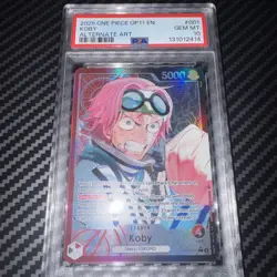 Koby OP11-001 Leader Parallel Alt Leader Fist of Divine Speed One Piece PSA 10 - Image 2