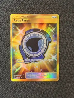 Aqua Patch 161/145 2017 S&M Guardians Rising Pokemon Card Gold Secret Rare - NM - Image 1