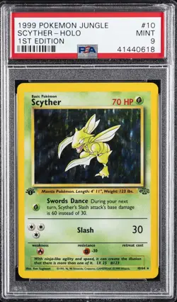 1999 POKEMON JUNGLE 1ST ED #10 SCYTHER-HOLO PSA 9 - Image 1