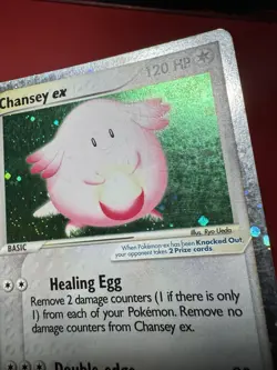 Chansey ex 96/109 Holo Ultra Rare Ruby and Sapphire Pokemon Card MP No Creases - Image 4