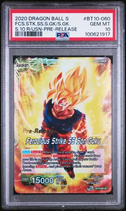 Son Goku PreRelease FOIL Ferocious Strike SS Dragon Ball Super Card Game PSA 10 - Image 1