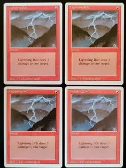 Magic the Gathering - 4 x Lightning Bolt - Revised Edition - Mtg - Playset - Image 1