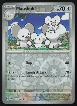 Pokemon Maushold - 074/091 SV: Paldean Fates Reverse Holo Pack Fresh - NM - Image 1