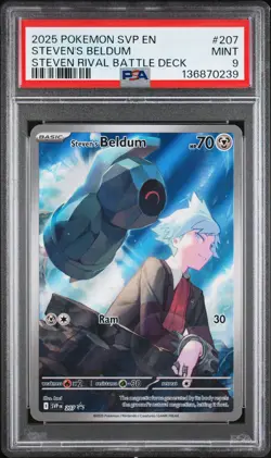 2025 POKEMON SVP EN-SV BLACK STAR PROMO #207 STEVEN'S BELDUM PSA 9 - Image 1