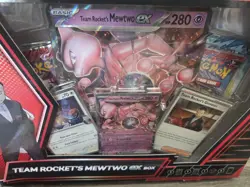 Pokemon TCG Team Rocket's Mewtwo ex Box 2024 Sealed 3 Promo 4 Booster Oversize - Image 4