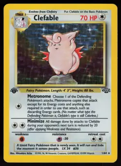 Clefable 1/64 Rare Jungle Holo 1st Edition Pokemon - Image 1