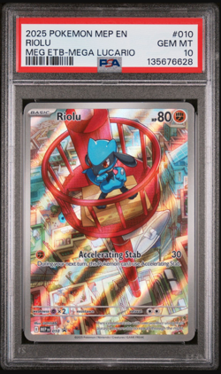 2025 POKEMON MEP EN-ME BLACK STAR PROMO 010 RIOLU MEGA EVOLUTION PSA 10 - Image 1