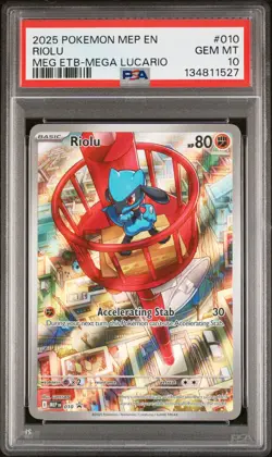 2025 POKEMON MEP EN-ME BLACK STAR PROMO #010 RIOLU PSA 10 - Image 1