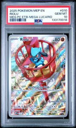 2025 POKEMON MEP EN-ME BLACK STAR PROMO #010 RIOLU PSA 10 - Image 1