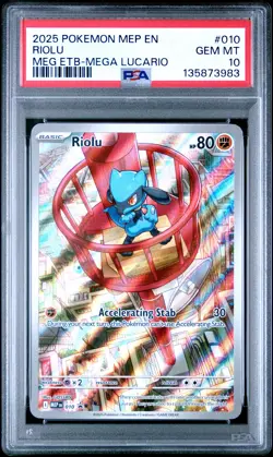2025 POKEMON MEP EN-ME BLACK STAR PROMO #010 RIOLU PSA 10 - Image 1