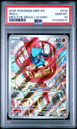 2025 POKEMON MEP EN-ME BLACK STAR PROMO #010 RIOLU PSA 10 - Image 1