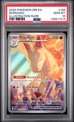 2025 POKEMON DRI EN-DESTINED RIVALS ILLUSTRATION RARE #189 RAPIDASH PSA 10 - Image 1