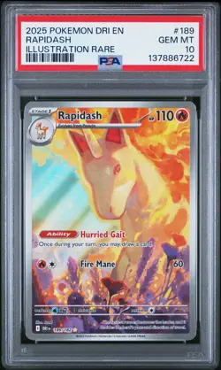 2025 POKEMON DRI EN-DESTINED RIVALS ILLUSTRATION RARE #189 RAPIDASH PSA 10 - Image 1