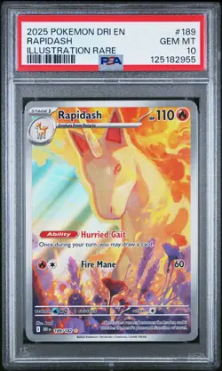 2025 POKEMON DRI EN-DESTINED RIVALS ILLUSTRATION RARE #189 RAPIDASH PSA 10 - Image 1