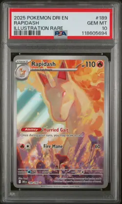 2025 POKEMON DRI EN-DESTINED RIVALS ILLUSTRATION RARE #189 RAPIDASH PSA 10 - Image 1