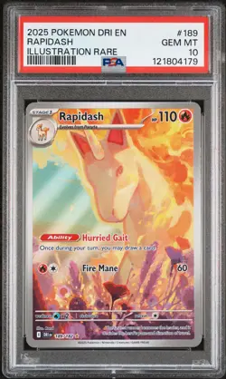 2025 POKEMON DRI EN-DESTINED RIVALS ILLUSTRATION RARE #189 RAPIDASH PSA 10 - Image 1