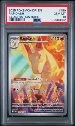 2025 POKEMON DRI EN-DESTINED RIVALS ILLUSTRATION RARE #189 RAPIDASH PSA 10 - Image 1