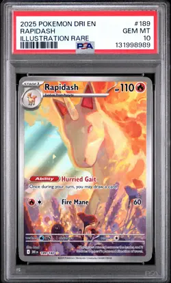 2025 POKEMON DRI EN-DESTINED RIVALS ILLUSTRATION RARE #189 RAPIDASH PSA 10 - Image 1