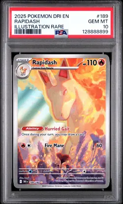 2025 Pokemon Dri En-Destined Rivals #189 Rapidash Illustration Rare PSA 10 - Image 1