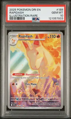 2025 POKEMON DRI EN-DESTINED RIVALS ILLUSTRATION RARE #189 RAPIDASH PSA 10 - Image 1