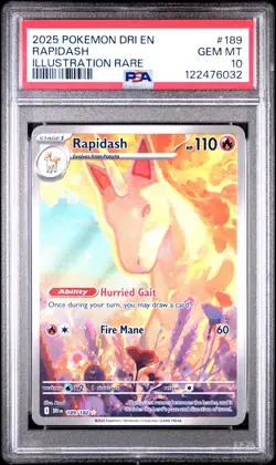 2025 POKEMON DRI EN-DESTINED RIVALS ILLUSTRATION RARE #189 RAPIDASH PSA 10 - Image 1