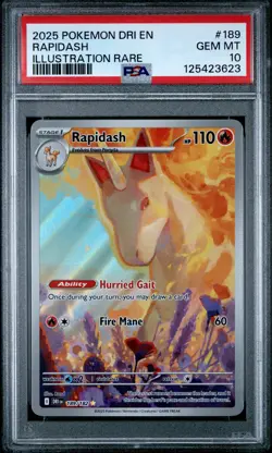 2025 POKEMON DRI EN-DESTINED RIVALS ILLUSTRATION RARE #189 RAPIDASH PSA 10 - Image 1