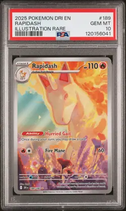 2025 POKEMON DRI EN-DESTINED RIVALS ILLUSTRATION RARE #189 RAPIDASH PSA 10 - Image 1
