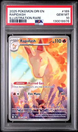 2025 POKEMON DRI EN-DESTINED RIVALS ILLUSTRATION RARE #189 RAPIDASH PSA 10 - Image 1