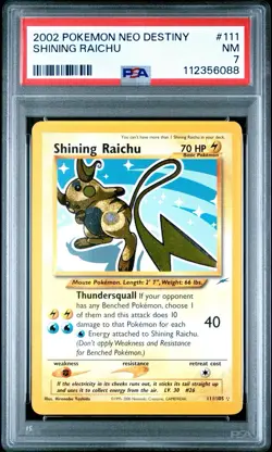 Pokemon TCG Shining Raichu Card Neo Destiny 111/105 PSA7 - Image 1