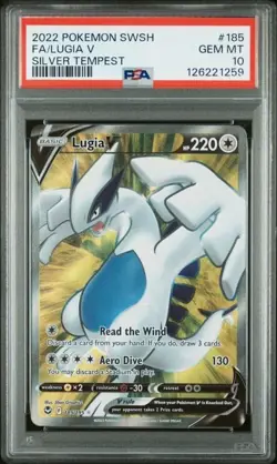 2022 POKEMON SWORD & SHIELD FA/LUGIA V SILVER TEMPEST #185 PSA 10 - Image 1