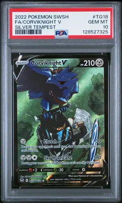 2022 POKEMON SWORD & SHIELD SILVER TEMPEST #TG18 FULL ART/CORVIKNIGHT V PSA 10 - Image 1
