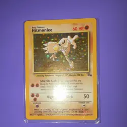 Pokemon Hitmonlee Fossil Holo Rare Unlimited 7/62 Basic 60 HP Card English - Image 1