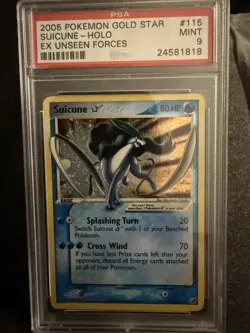 Pokemon Suicune 2005 Gold Star Holo Card 115/115 EX Unseen Forces PSA 9 Mint - Image 1